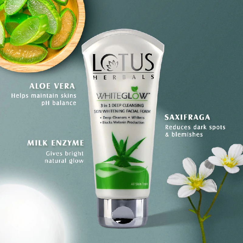 Lotus Herbals WhiteGlow 3-In-1 Deep Cleansing Skin Whitening Facial Foam, 50 g-2.webp